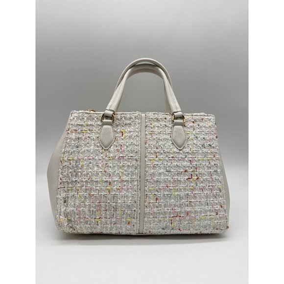 On 34th Robbinn tweed medium women's satchel crossbody bag - White Multi - Picture 1 of 13